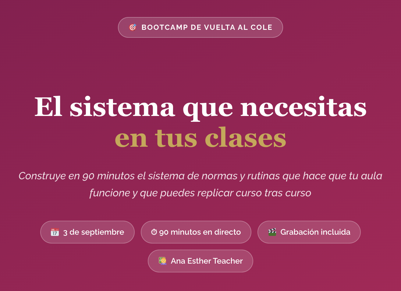 BOOTCAMP de VUELTA AL COLE